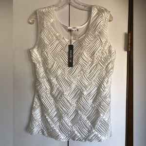 White Sleeveless Textured Women's Top, NWT